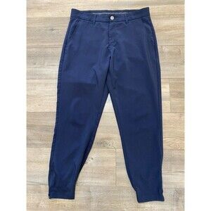 PRIMO Zip Ankle Jogger Chino Mens 30S 30X28 Blue Stretch Casual Golf Pants